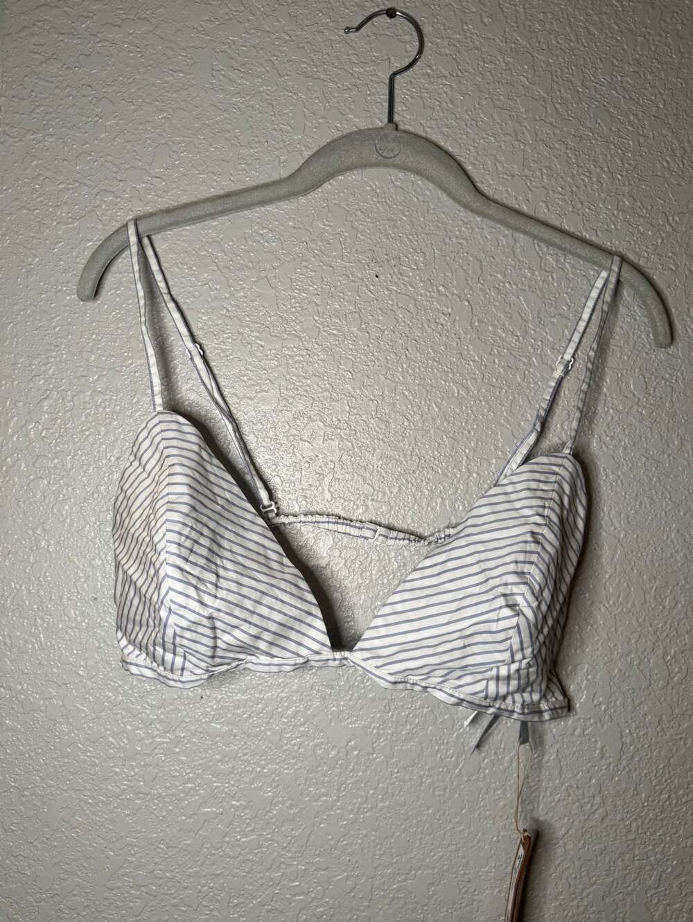 SKIMS Cotton Poplin Triangle Bralette Zen Blue Stripe